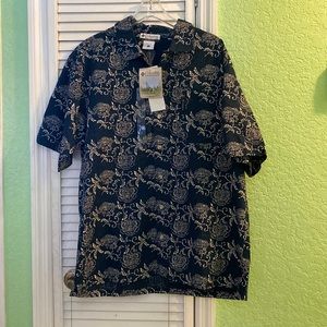 NWT Columbia Men’s Navy and White Floral Causal Button Down Shirt XL